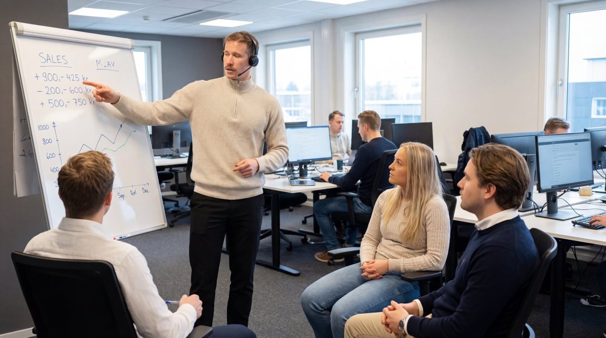 Het Flowdesk team tijdens een dagelijkse stand-up op kantoor